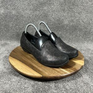 Dansko Olivia Women’s Sz 41 Black Gold Leopard Print Leather Comfort Loafers
